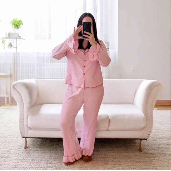 Pink Ruffle Pajama 2pc Set - Picture 6 of 9